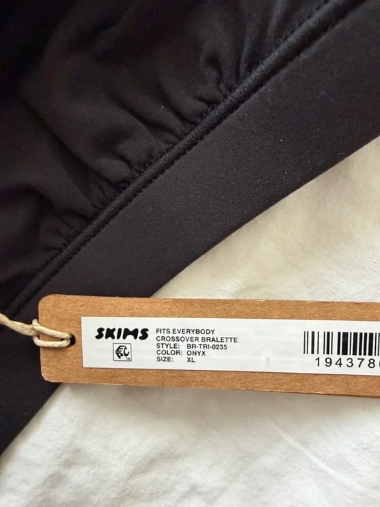 NWT SKIMS Fits Everybody Crossover Bralette Onyx Black XL - Picture 4 of 5